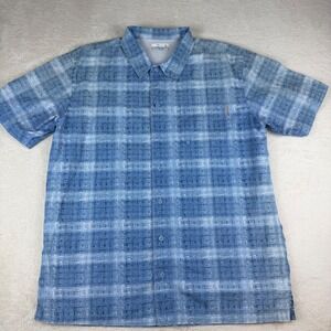 Columbia Men's Trollers Best Short Sleeve Shirt PFG, Blue Button Up Size Medium